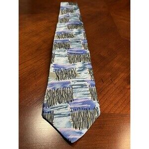 J. GARCIA Men's Silk Necktie Designer WETLANDS I COLLECTION 14 Blue/Gray EUC